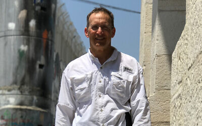 Dr. Steve Feldman, who was denied payment from the state of Arkansas for refusing to sign a pledge not to boycott Israel, pictured on a trip to the West Bank, undated. (Courtesy of Steve Feldman via JTA)