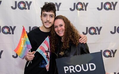 Yitzi Halberstam (left) spoke on the first panel of queer Orthodox highschoolers at JQY's Pride=Nachas event. (Courtesy JQY/ via JTA)