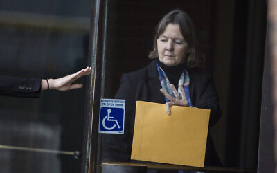 File: Judy Clarke, then a member of the legal defense team for Boston Marathon bombing suspect Dzhokhar Tsarnaev, arrives at John Joseph Moakley United States Courthouse for the sentencing phase in the Boston Bomber Trial, in Boston, Massachusetts. April 30, 2015. (Scott Eisen/Getty Images via AFP)