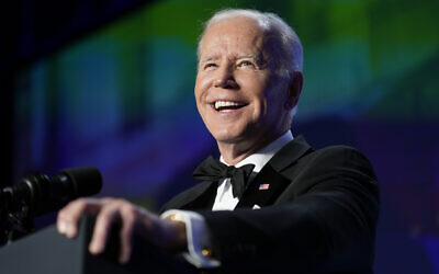 President Joe Biden speaks at the annual White House Correspondents' Association dinner, April 30, 2022, in Washington. (AP Photo/Patrick Semansky)