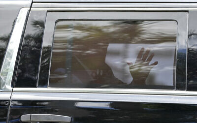 Former President Donald Trump leaves his Trump National Doral resort, Tuesday, June 13, 2023 in Doral, Fla. (AP/Jim Rassol)