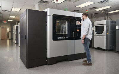 An undated photo of a Stratasys F900 3D printer. (Business Wire via AP)