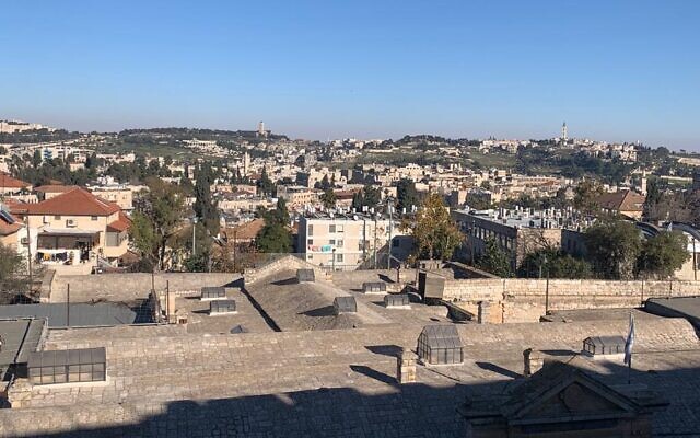 View of Jerusalem from the terrace of Bezalel Campus, January 2023. (Danielle Nagler)