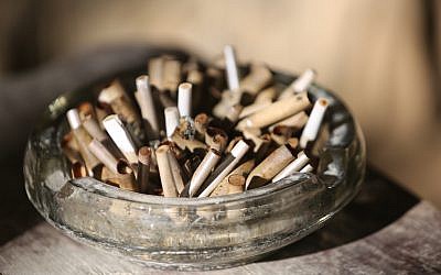 Illustrative. Cigarettes in an ashtray. (Yossi Zamir/ Flash90)