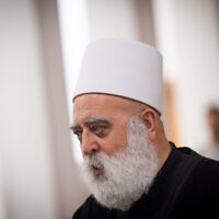 File: Muafaq Tarif, head of the Druze community in Israel, at a ceremony held at the Supreme Court in Jerusalem on May 29, 2022. (Yonatan Sindel/Flash90)