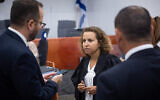 Prosecutor Judith Tirosh arrives for a court hearing in the trial against  Benjamin Netanyahu, at the District Court in Jerusalem on November 29, 2022. (Yonatan Sindel/Flash90)