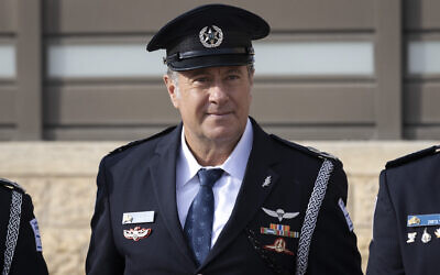 Commander of the Coastal District of the Israel Police Yoram Sofer at a ceremony for incoming National Security Minister Itamar Ben Gvir, in Jerusalem on January 1, 2023. (Olivier Fitoussi/Flash90)