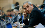 Likud MK Hanoch Milwidsky attends a Knesset Constitution Committee meeting, March 13, 2023. (Erik Marmor/Flash90)