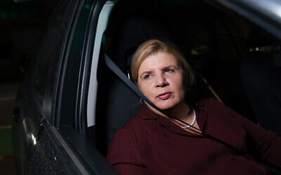 MK Orna Barbivai arrives at judicial reform negotiations at the President's Residence in Jerusalem, March 28, 2023. (Noam Revkin Fenton/Flash90)