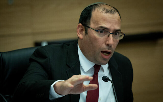 MK Simcha Rothman at the Knesset in Jerusalem on May 29, 2023 (Yonatan Sindel/Flash90)