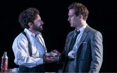 Brandon Uranowitz, left, as Nathan, and Arty Froushan as Leo. The latter character is a stand-in for Stoppard. (Joan Marcus via JTA)