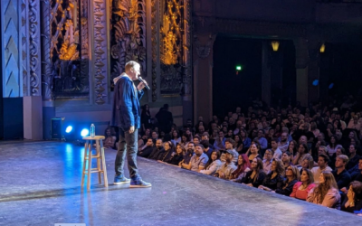 Michael Rapaport performing at the Roast of Antisemitism in Los Angeles, June 14, 2023. (Courtesy of Dani Zoldan via JTA)